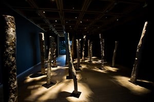 Nyapanyapa Yunupingu, 'Bathala', 2012. Installation view of the 20th Biennale of Sydney (2016) at the AGNSW. Courtesy the artist and Roslyn Oxley9 Gallery, Sydney Collection of Eleonora and Michael Trigubo. Photographer: Ben Symons.